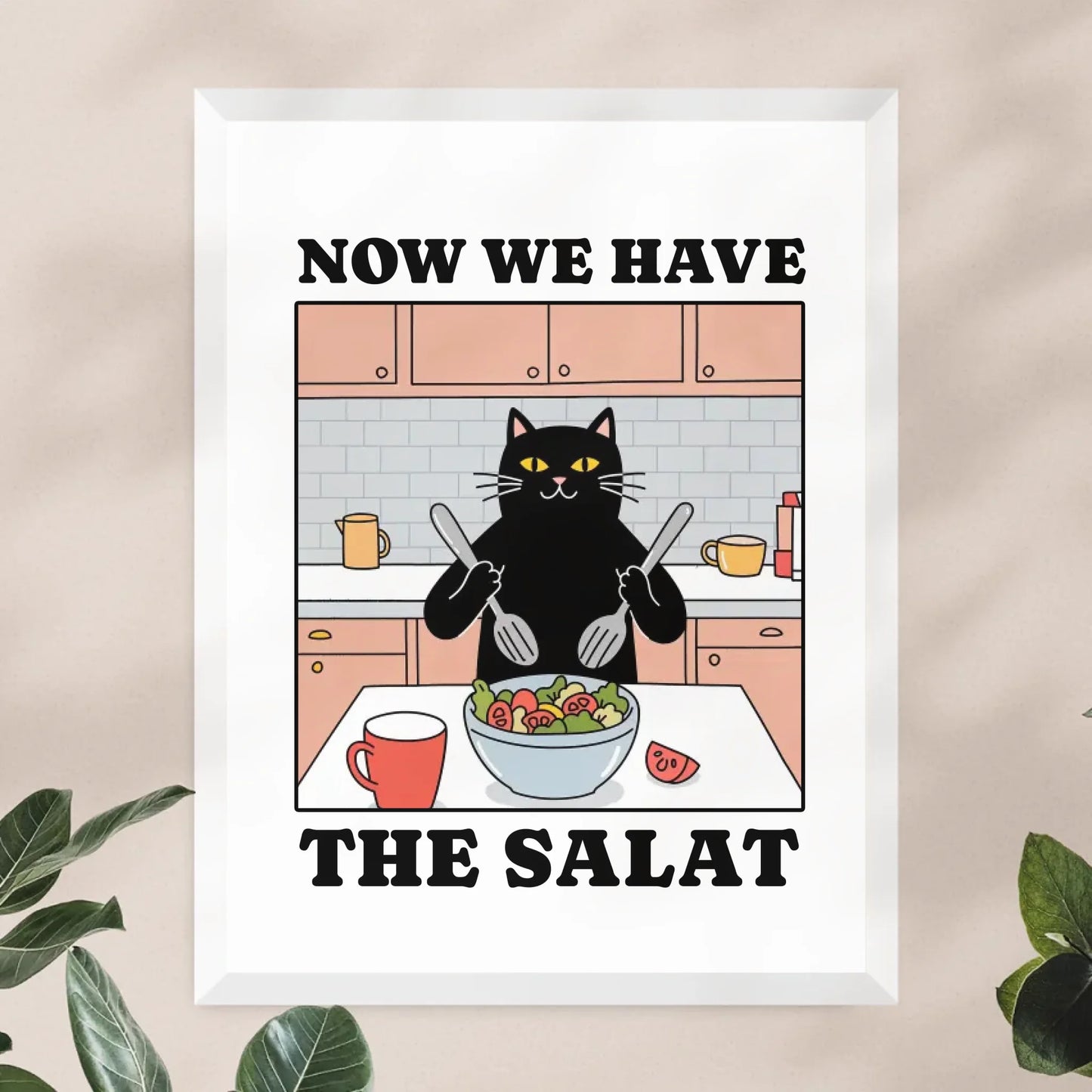 Personalisiertes Poster - Now we have the Salat - Lustiges Bild für die Küche mit eigenem Tier