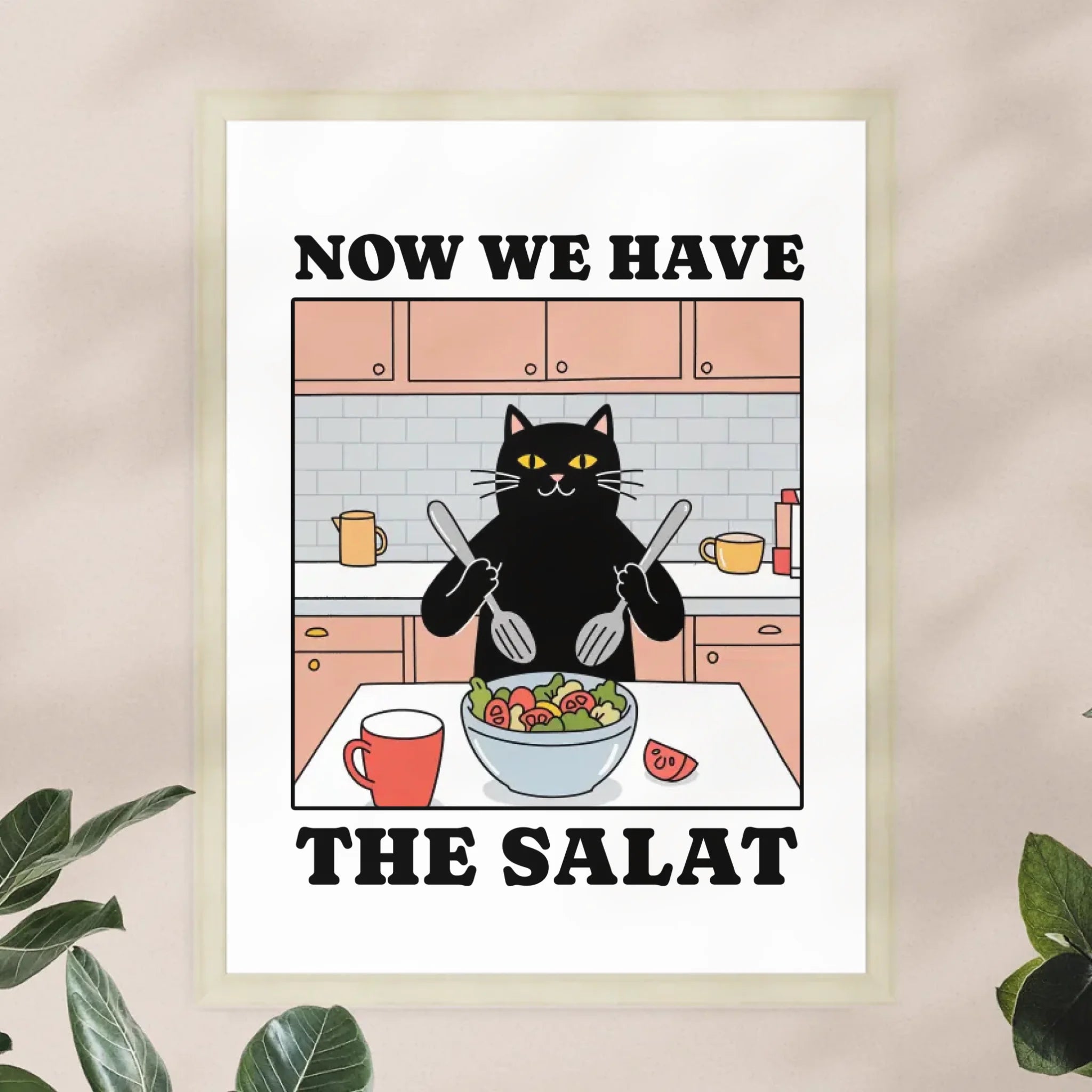 Personalisiertes Poster - Now we have the Salat - Lustiges Bild für die Küche mit eigenem Tier