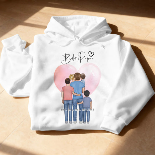 Personalisierter Hoodie - Papa/Vater + 1-4 Kinder
