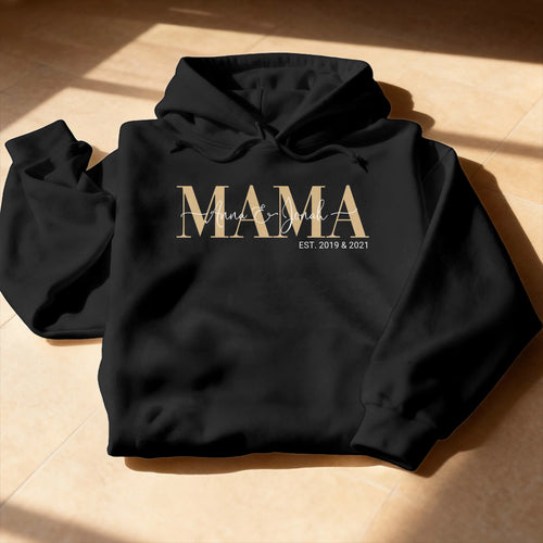 Personalisierter Hoodie - Mama Schriftzug mit Kindernamen