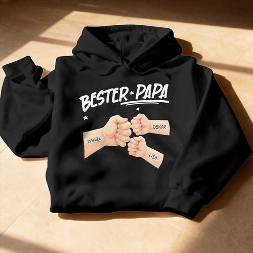 Personalisierter Hoodie - Bester Papa Faustcheck/Fist Bump