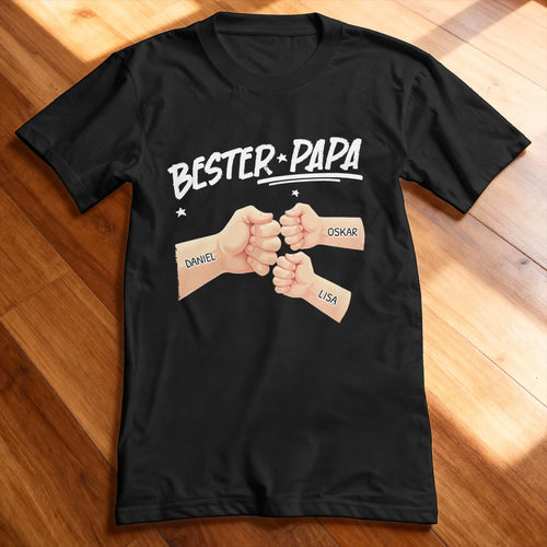Personalisiertes T-Shirt - Bester Papa Faustcheck/Fist Bump