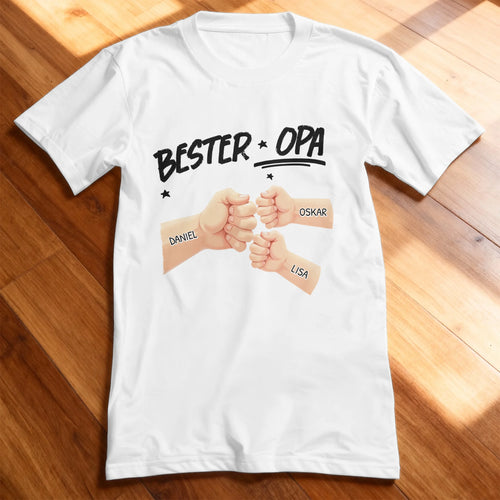 Personalisiertes T-Shirt - Bester Opa Faustcheck/Fist Bump