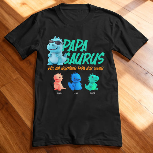 Personalisiertes T-Shirt - Papasaurus mit 1-10 Kindern