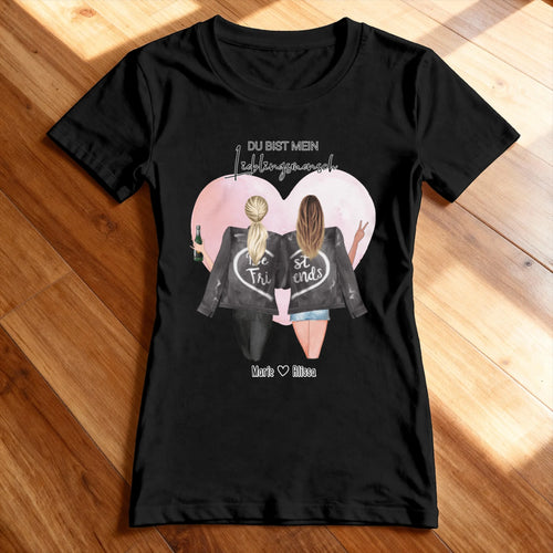 Personalisiertes T-Shirt - Beste Freundin mit Jacken (2 Freundinnen)