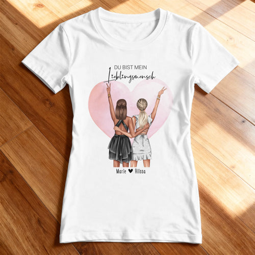 Personalisiertes T-Shirt - Beste Freundin mit Kleid (2 Freundinnen)