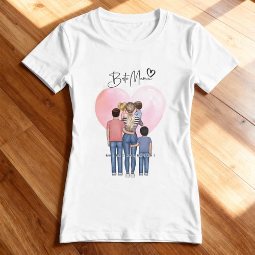 Personalisiertes T-Shirt - Mama/Mutter + 1-4 Kinder