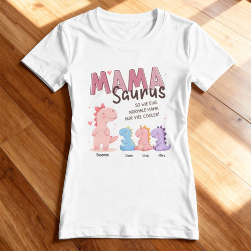 Personalisiertes T-Shirt - Mamasaurus mit 1-10 Kindern