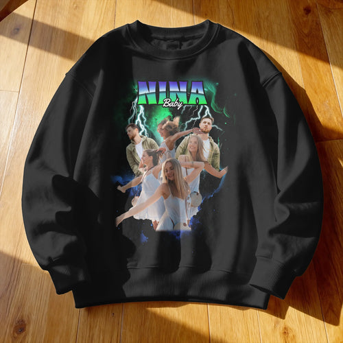 Personalisiertes Sweatshirt - 90s Bootleg Foto-Sweatshirt - Vintage Style - 1-6 Bilder