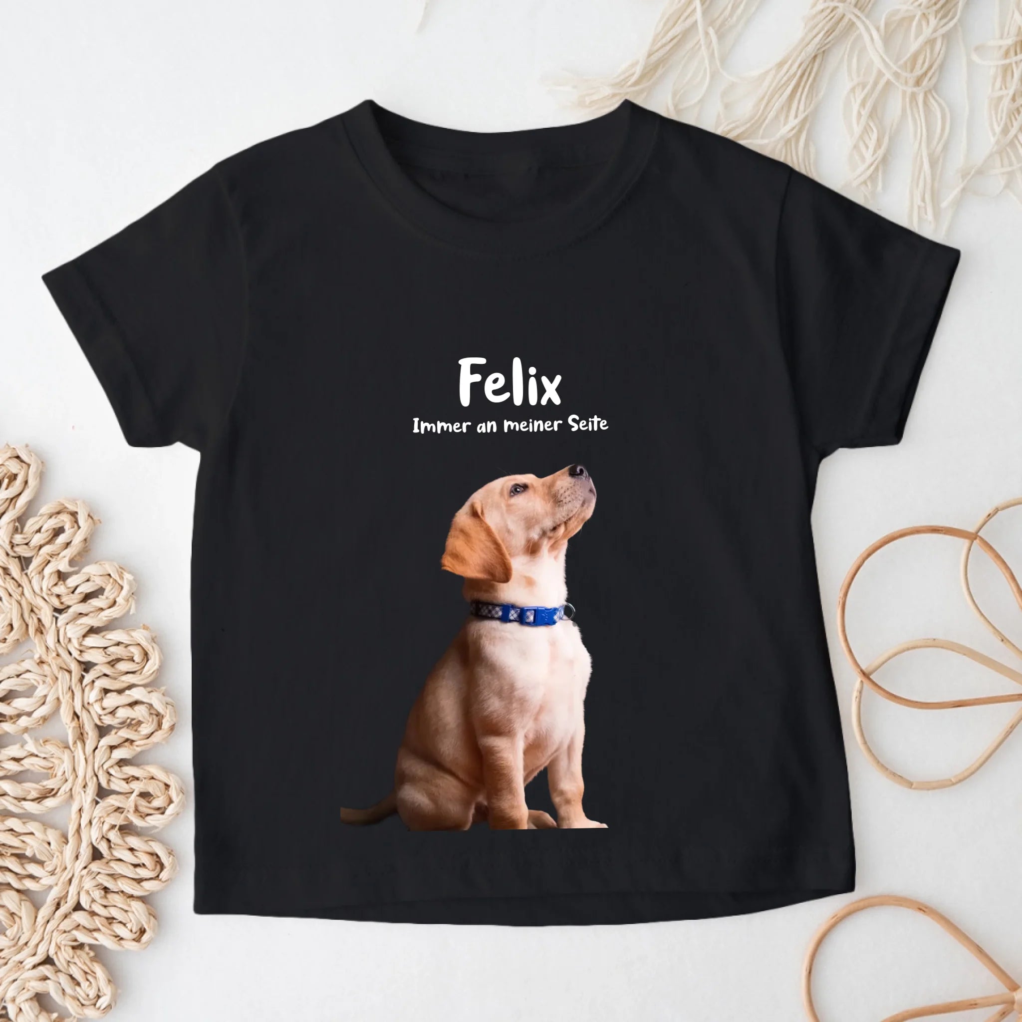 Personalisiertes Baby/Kinder T-Shirt - Bild vom eigenen Tier/Haustier (Hund/Katze/Pferd/Hase/Meerschweinchen)