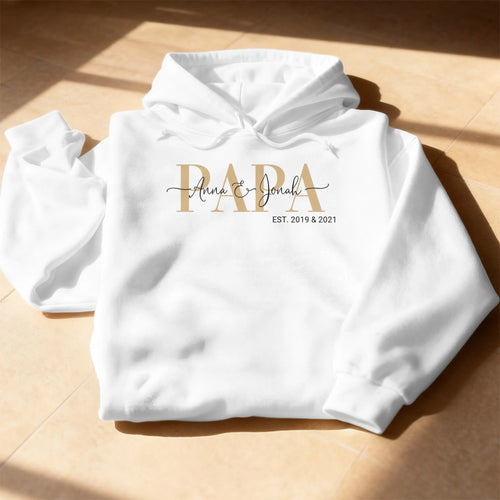 Personalisierter Hoodie - Papa Schriftzug mit Kindernamen