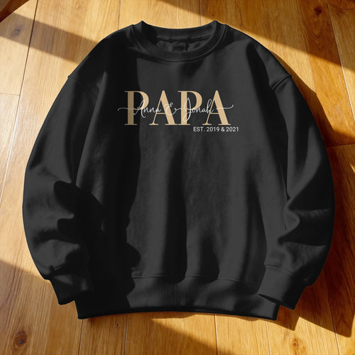 Personalisiertes Sweatshirt - Papa Schriftzug mit Kindernamen