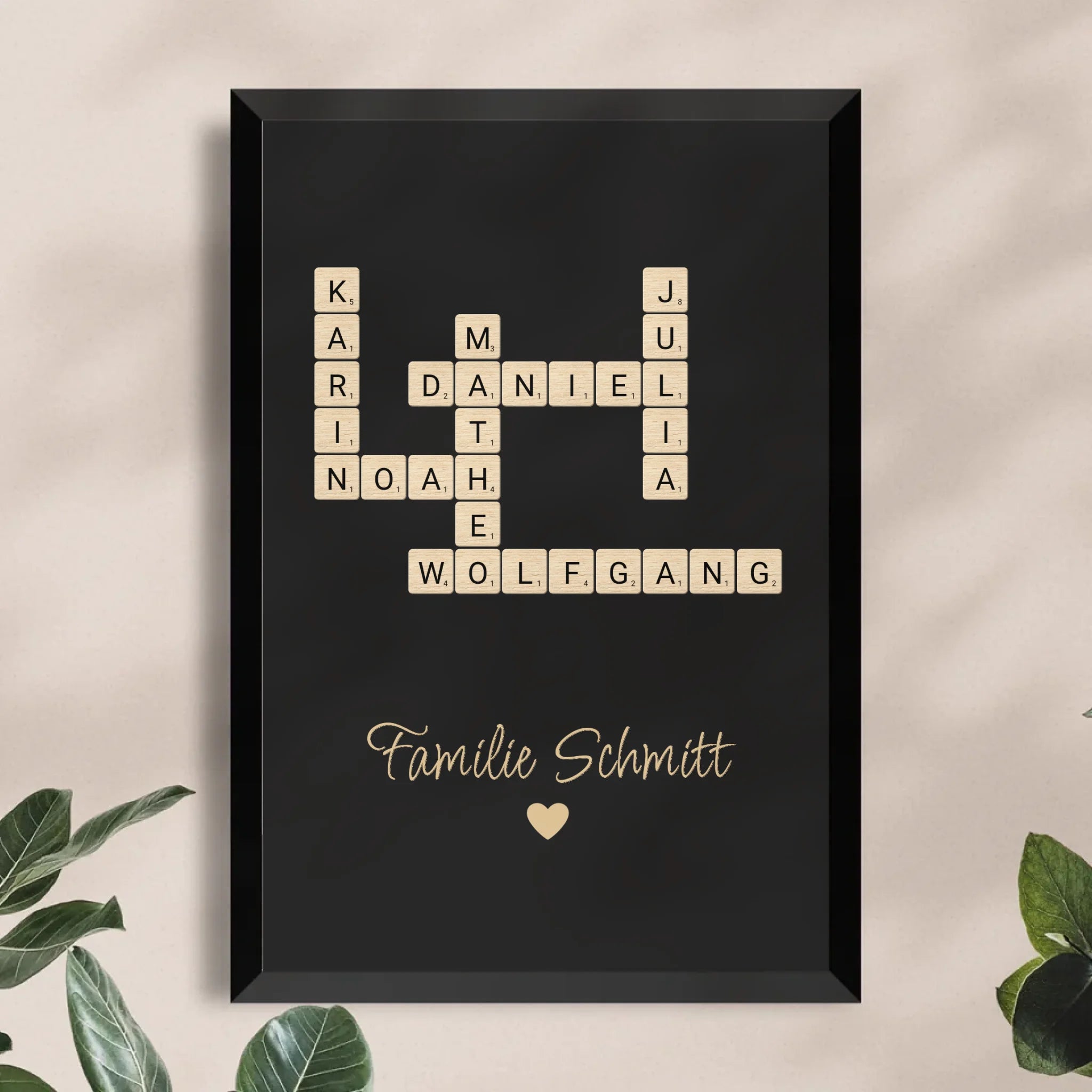 Personalisiertes Poster - Kreuzworträtsel mit bis zu 25 Namen aus der Familie + Familienname
