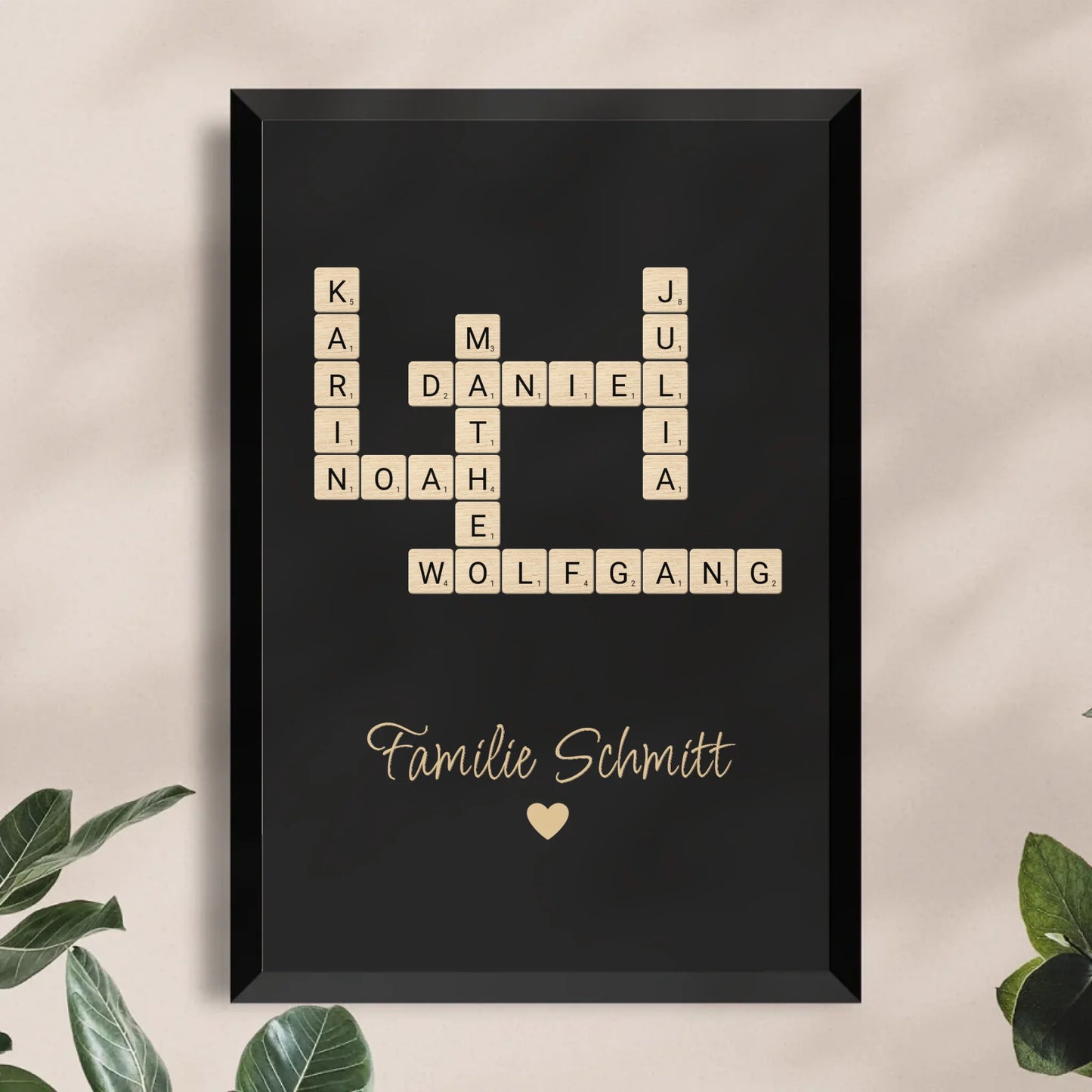 Personalisiertes Poster - Kreuzworträtsel mit bis zu 25 Namen aus der Familie + Familienname