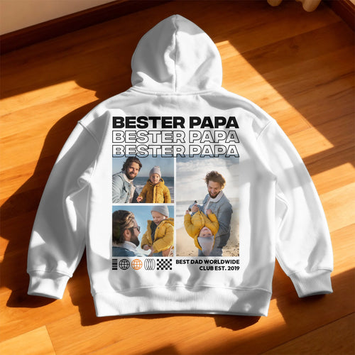 Personalisierter Hoodie- Bester Papa mit 3-5 Bildern im Streetwear-Style