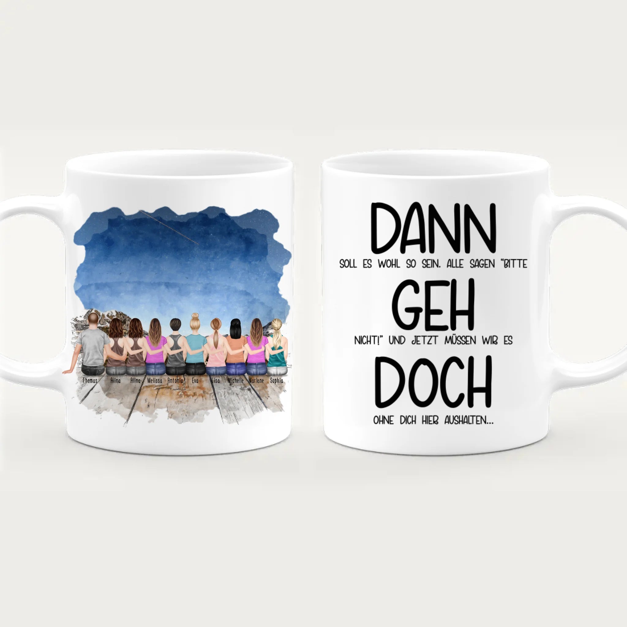 Personalisierte Tasse Kollegen (9 Frauen +  1 Mann) - Abschiedsgeschenk