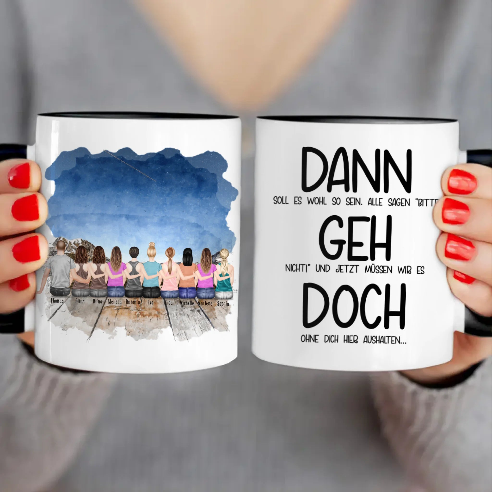 Personalisierte Tasse Kollegen (9 Frauen +  1 Mann) - Abschiedsgeschenk
