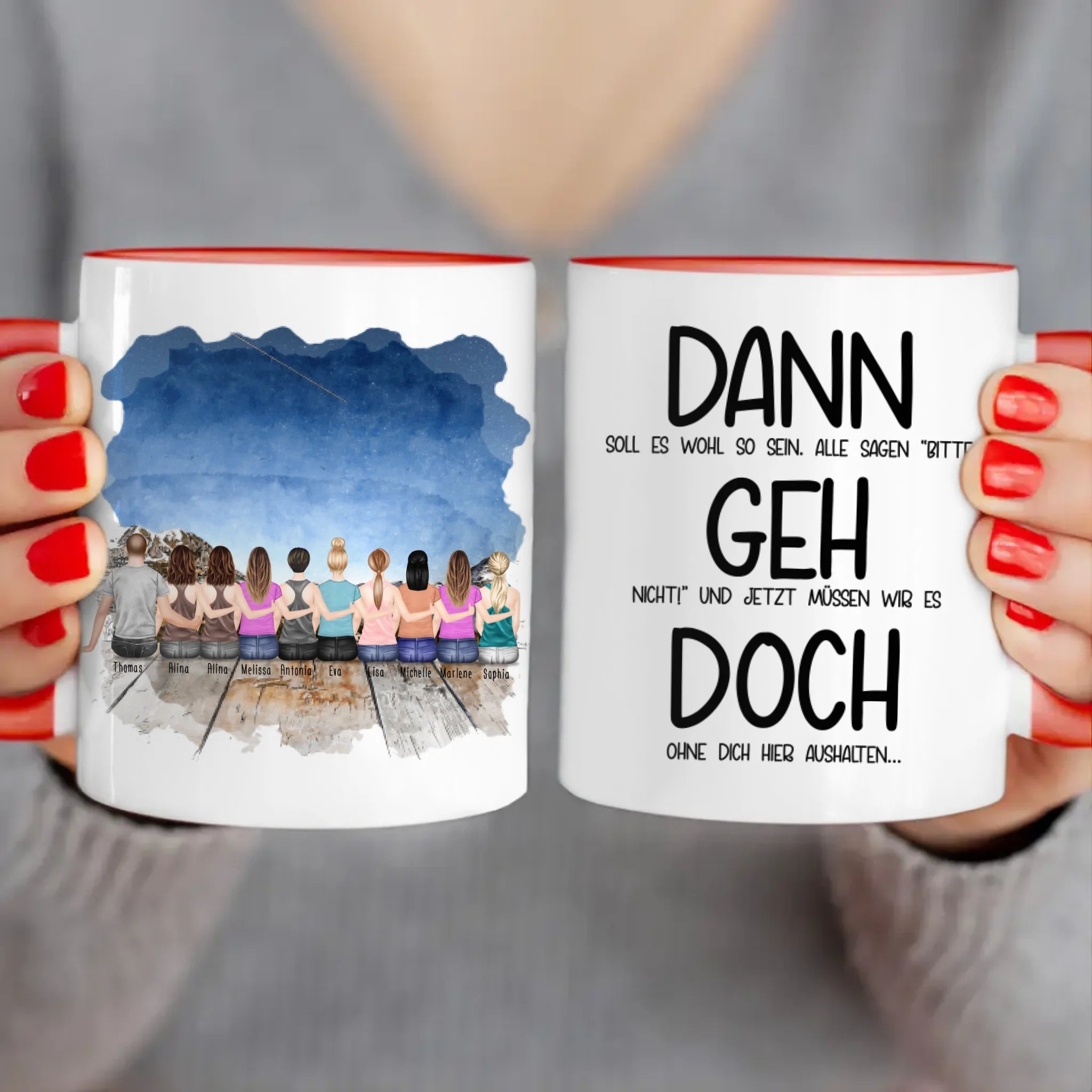Personalisierte Tasse Kollegen (9 Frauen +  1 Mann) - Abschiedsgeschenk