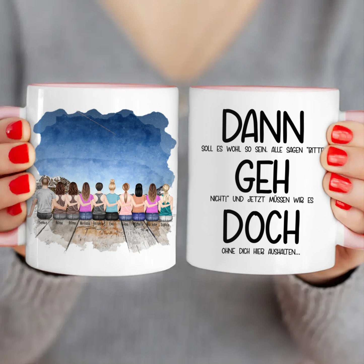 Personalisierte Tasse Kollegen (9 Frauen +  1 Mann) - Abschiedsgeschenk