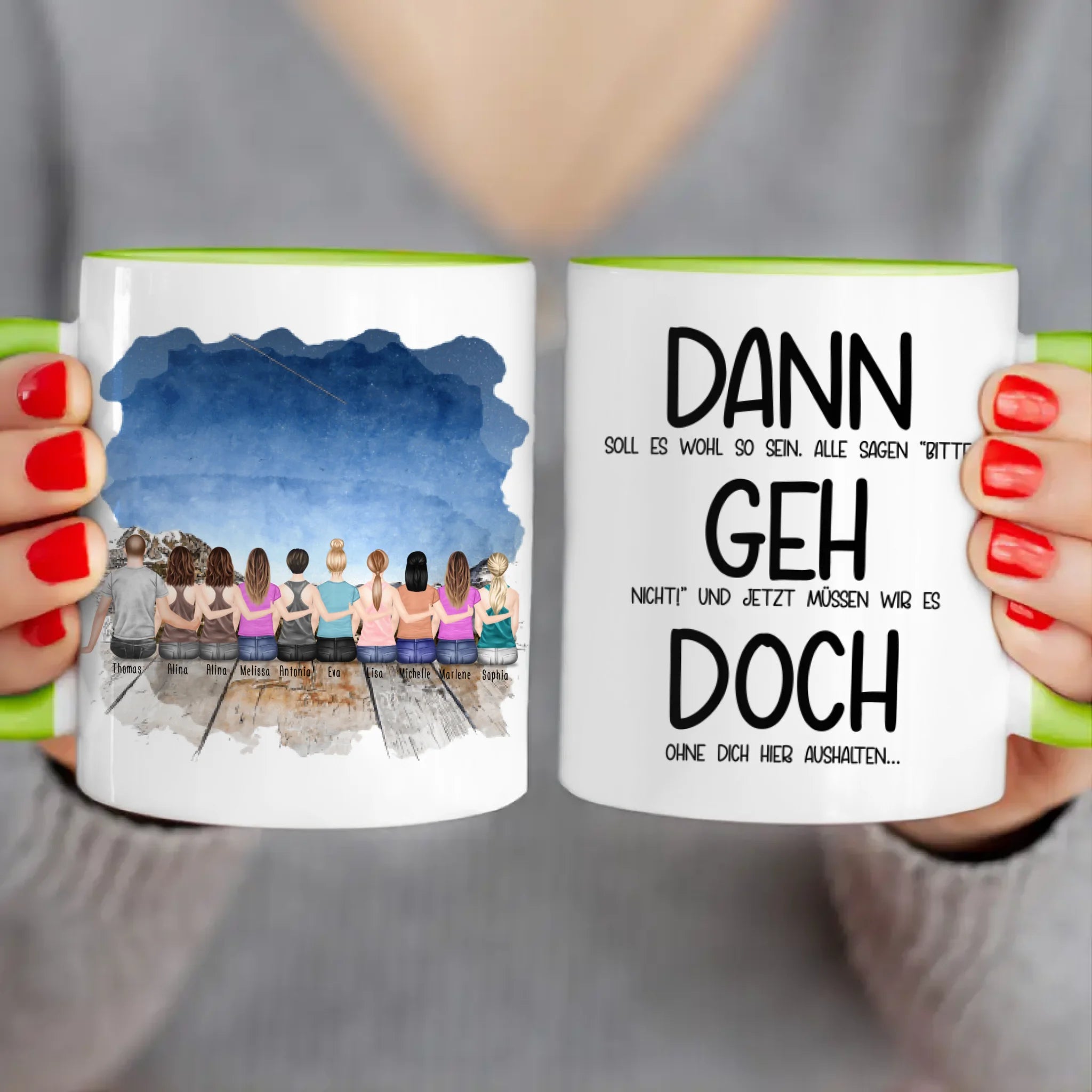 Personalisierte Tasse Kollegen (9 Frauen +  1 Mann) - Abschiedsgeschenk