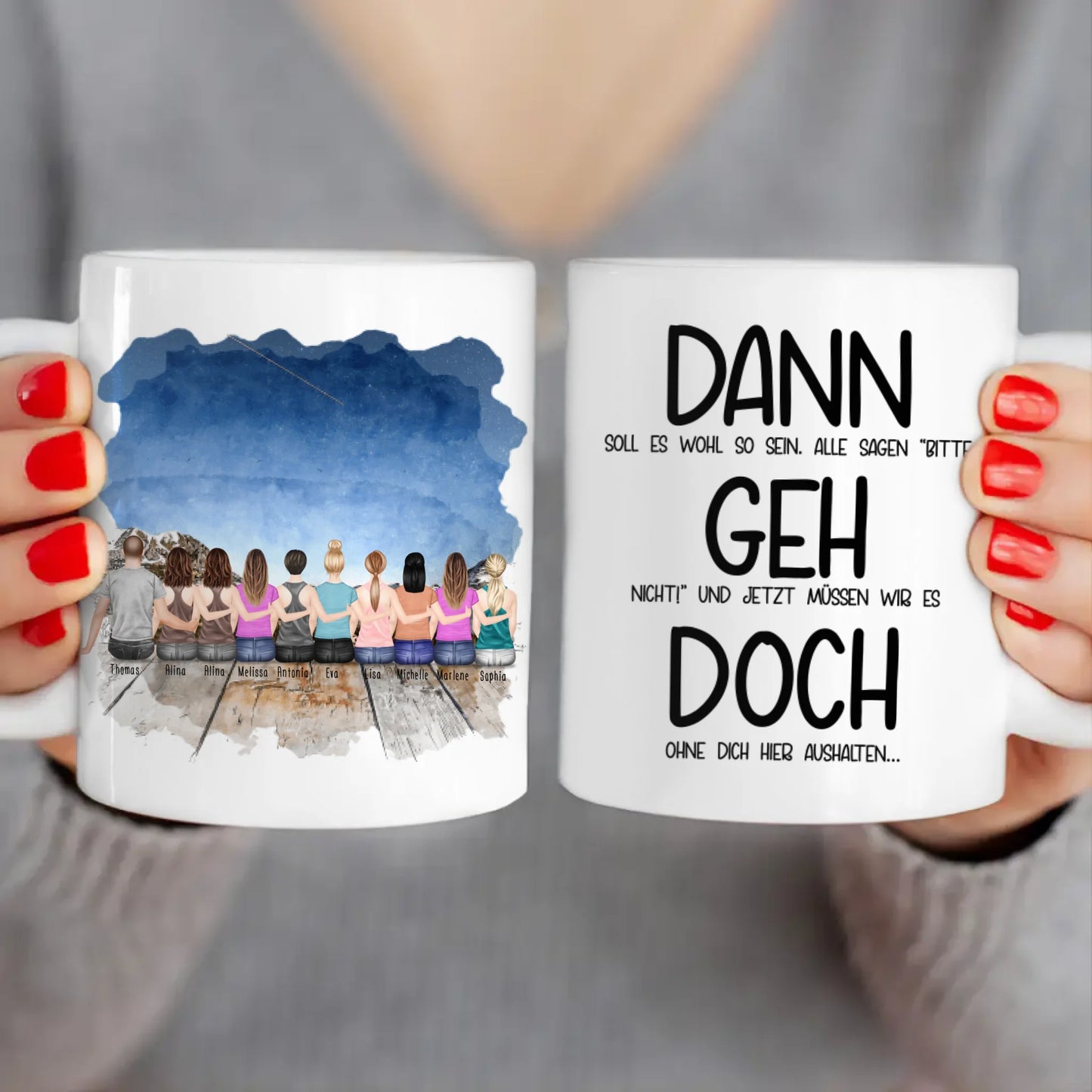 Personalisierte Tasse Kollegen (9 Frauen +  1 Mann) - Abschiedsgeschenk