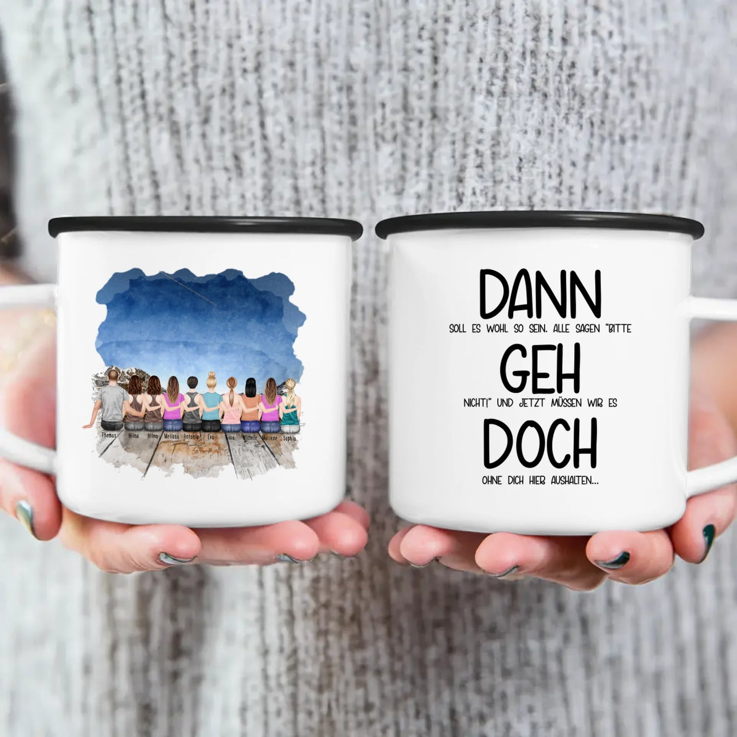 Personalisierte Tasse Kollegen (9 Frauen +  1 Mann) - Abschiedsgeschenk
