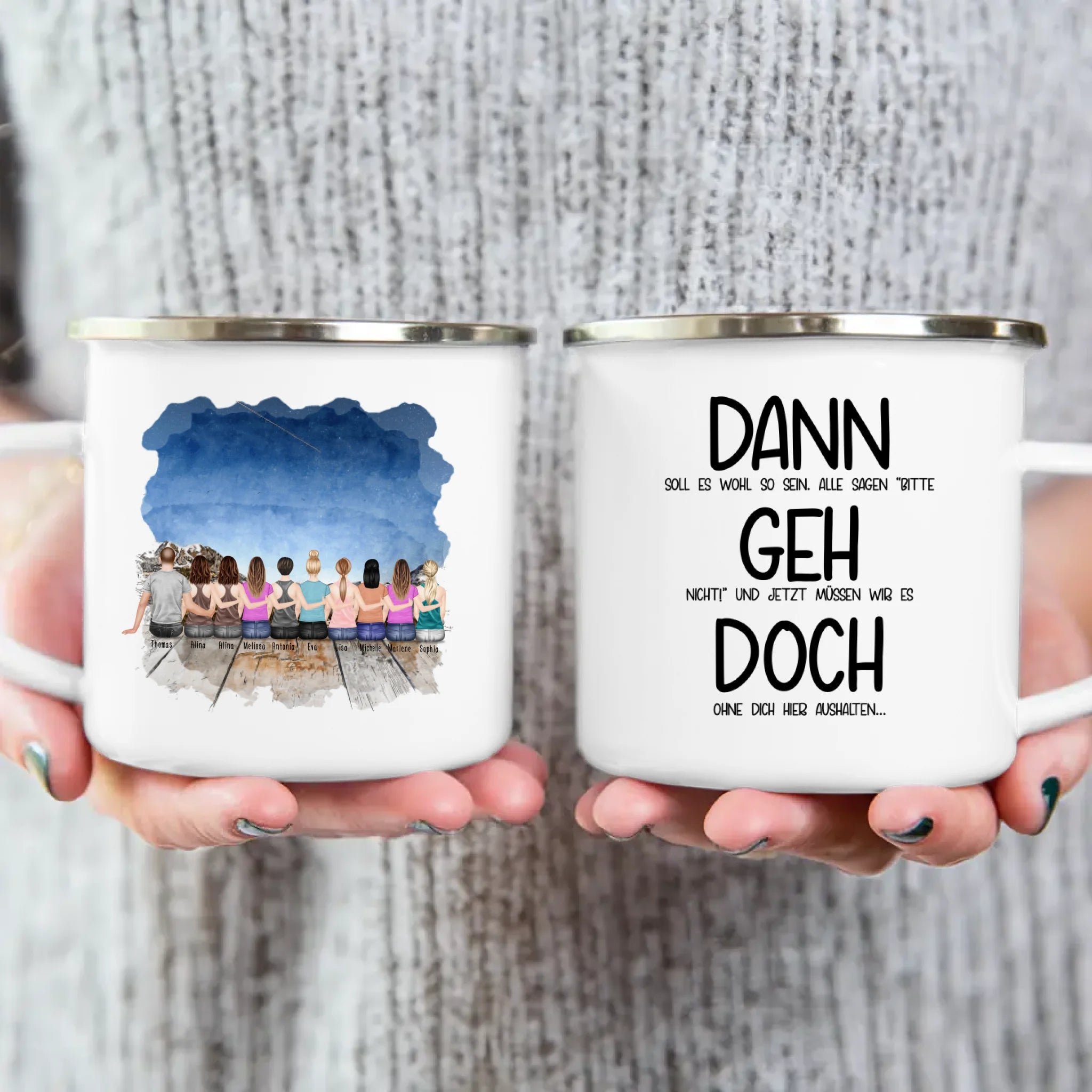 Personalisierte Tasse Kollegen (9 Frauen +  1 Mann) - Abschiedsgeschenk