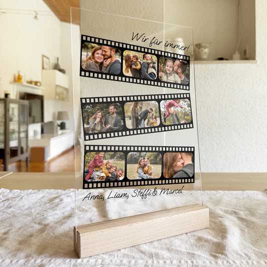 Personalisierte Acrylglasplatte - Paar/Familien Filmstreifen Fotocollage