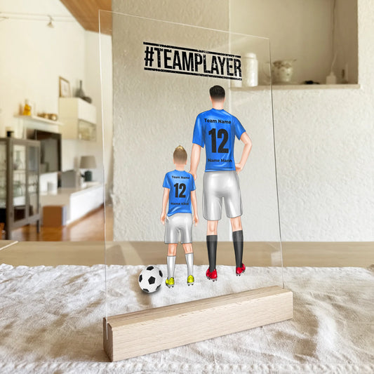 Personalisierte Fußball Acrylglasplatte mit mehreren Fußballern/Fußballerinnen - Familienposter