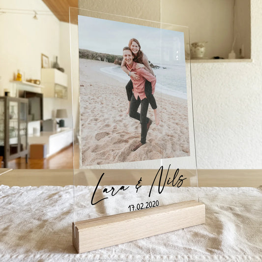 Personalisierte Acrylglasplatte mit Bild und Text