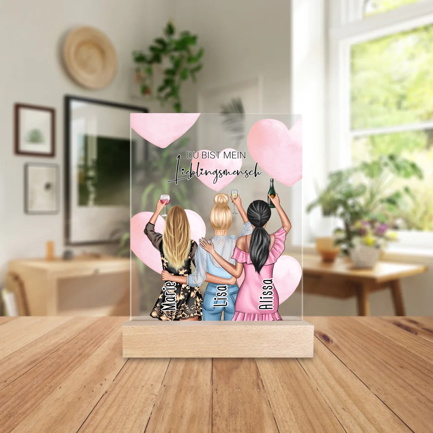 Personalisierte Acrylglasplatte - Beste Freundinnen (3 Freundinnen) - Best Friends