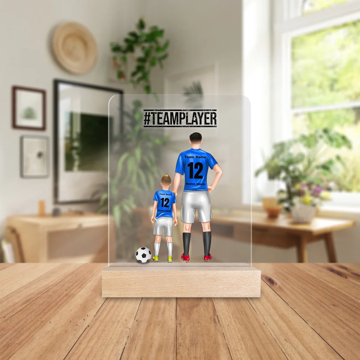 Personalisierte Fußball Acrylglasplatte mit mehreren Fußballern/Fußballerinnen - Familienposter