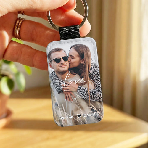 Personalisierter Schlüsselanhänger - Bild mit Schriftzug - Paar/Pärchen