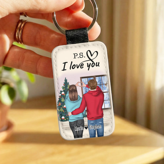 Personalisierter Schlüsselanhänger - Paar/Pärchen (stehend) - Weihnachtlich