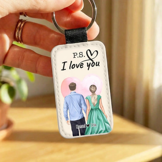 Personalisierter Schlüsselanhänger - Paar (stehend) - Hemd und Kleid - Pärchen