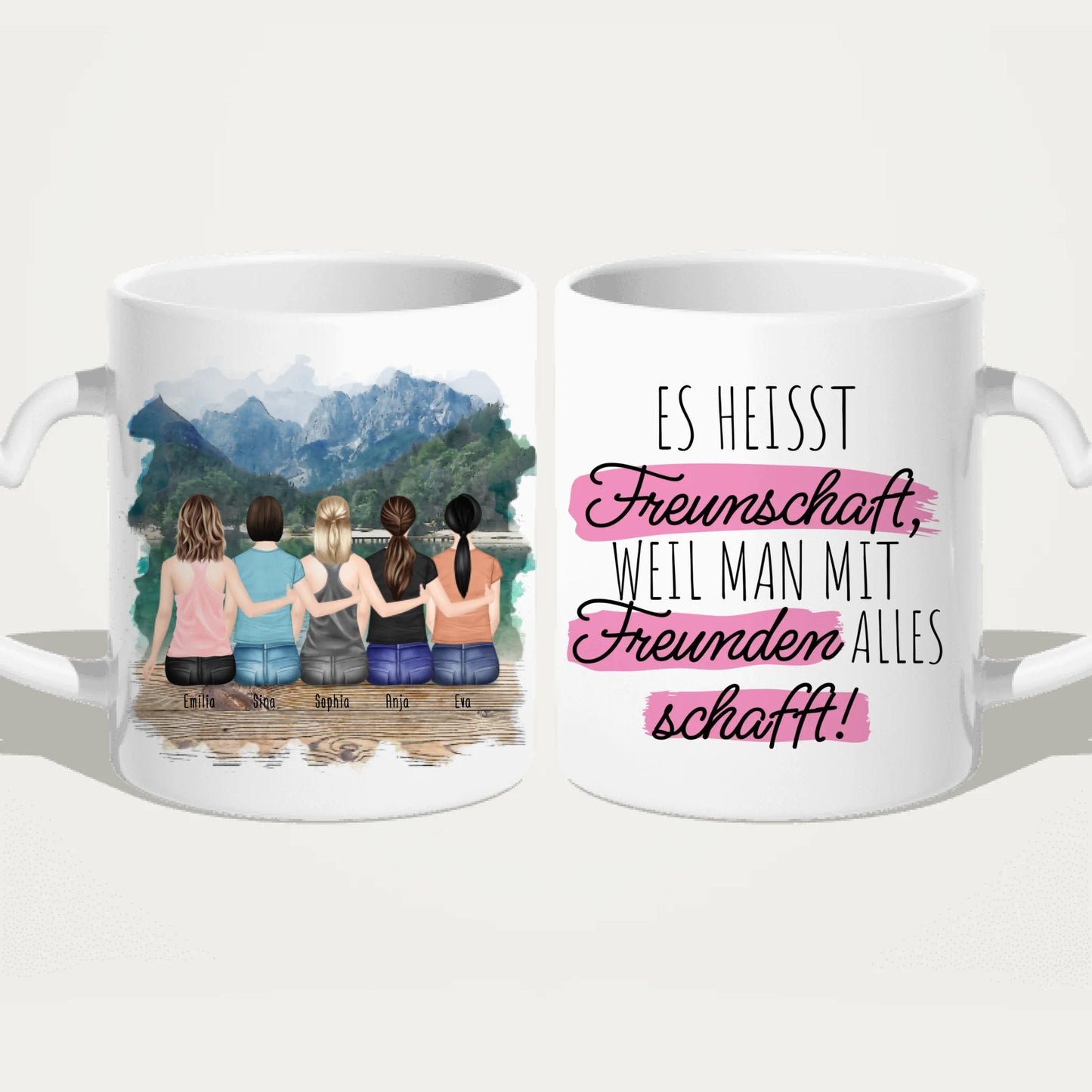 Personalisierte Tasse für Beste Freundinnen (5 Freundinnen)