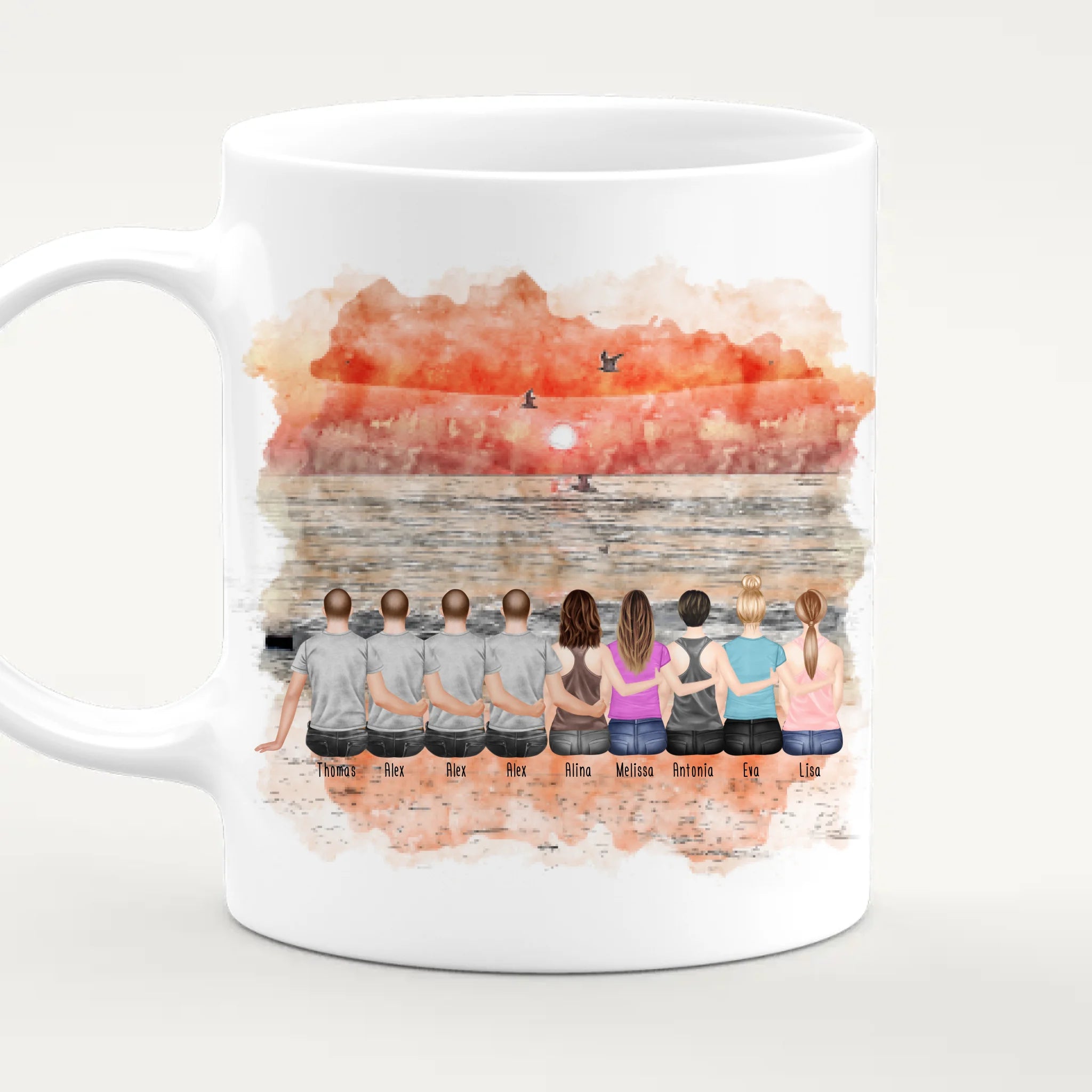Personalisierte Tasse - Beste Freunde - 5 Frauen + 4 Männer