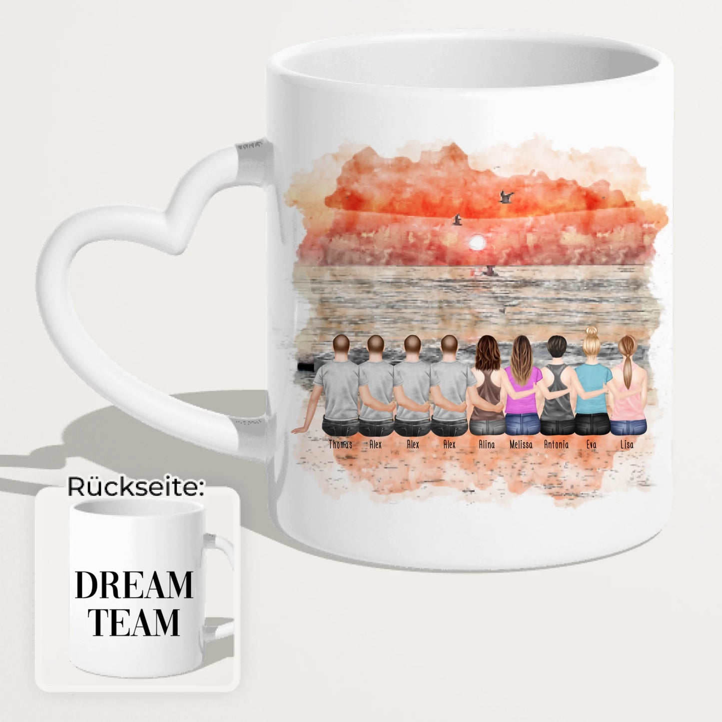 Personalisierte Tasse - Beste Freunde - 5 Frauen + 4 Männer