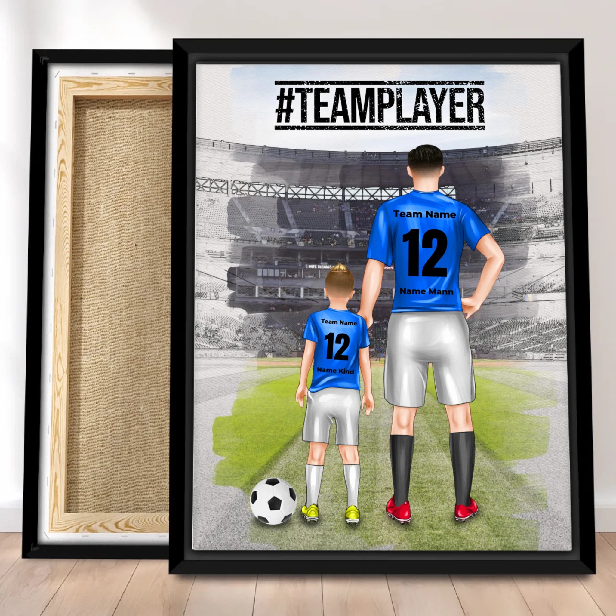 Personalisierte Fußball Leinwand mit mehreren Fußballern/Fußballerinnen - Familienleinwand