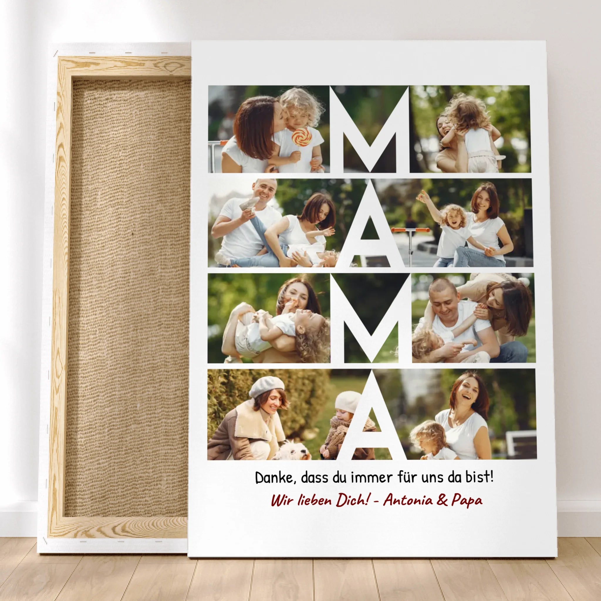 Personalisierte Leinwand - MAMA Schriftzug und Collage mit 8 Bildern