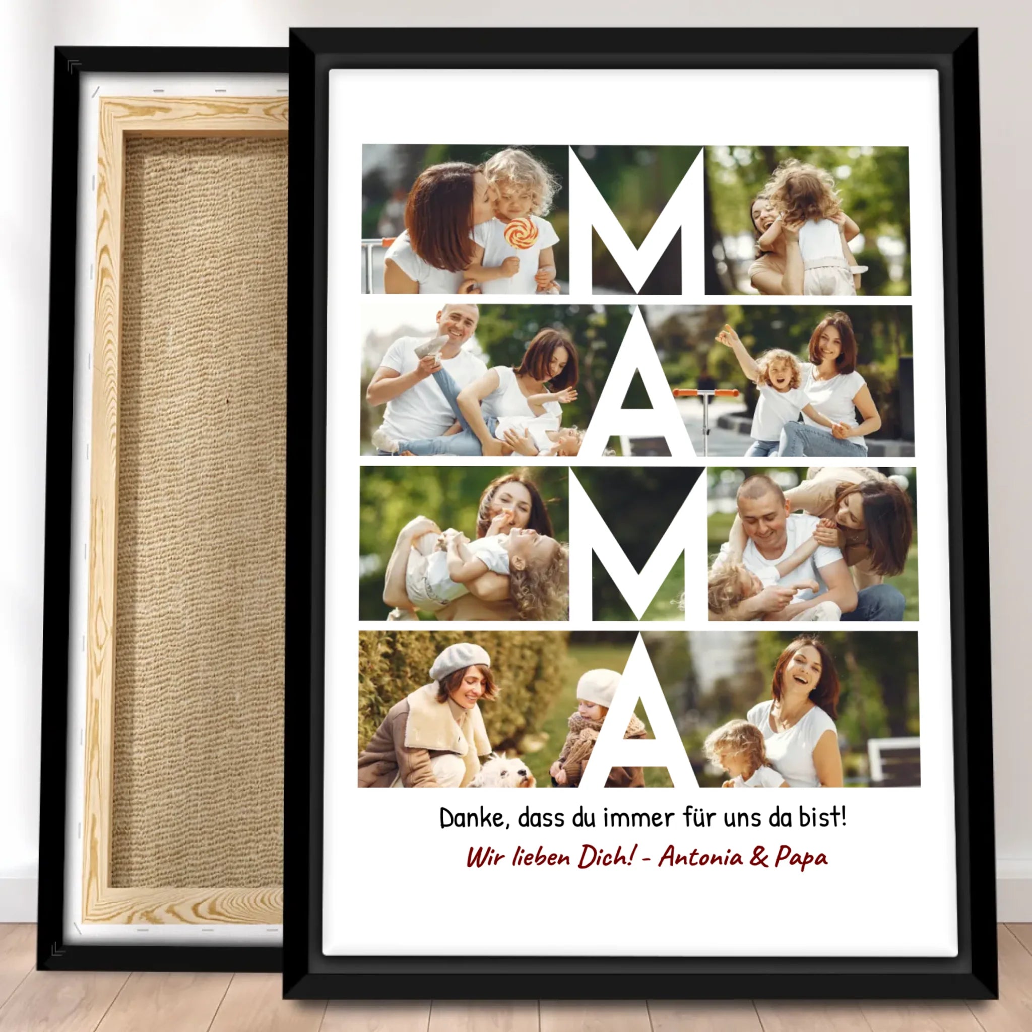 Personalisierte Leinwand - MAMA Schriftzug und Collage mit 8 Bildern