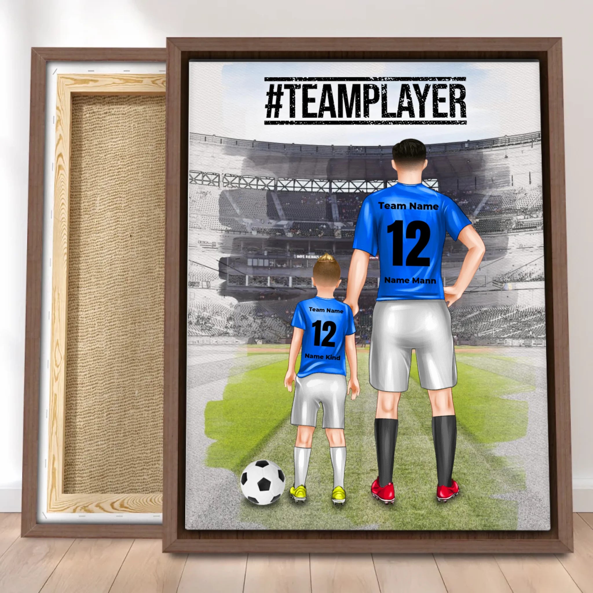 Personalisierte Fußball Leinwand mit mehreren Fußballern/Fußballerinnen - Familienleinwand
