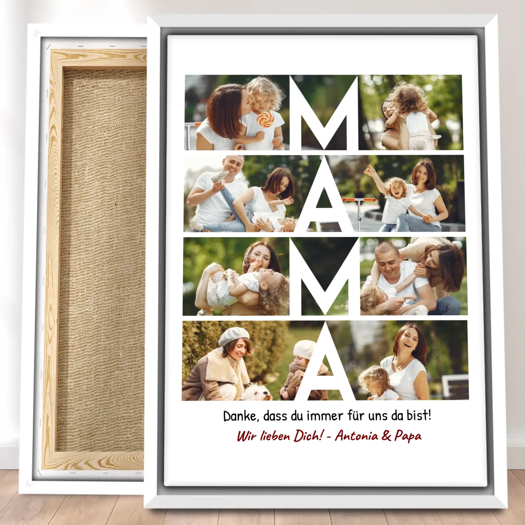 Personalisierte Leinwand - MAMA Schriftzug und Collage mit 8 Bildern