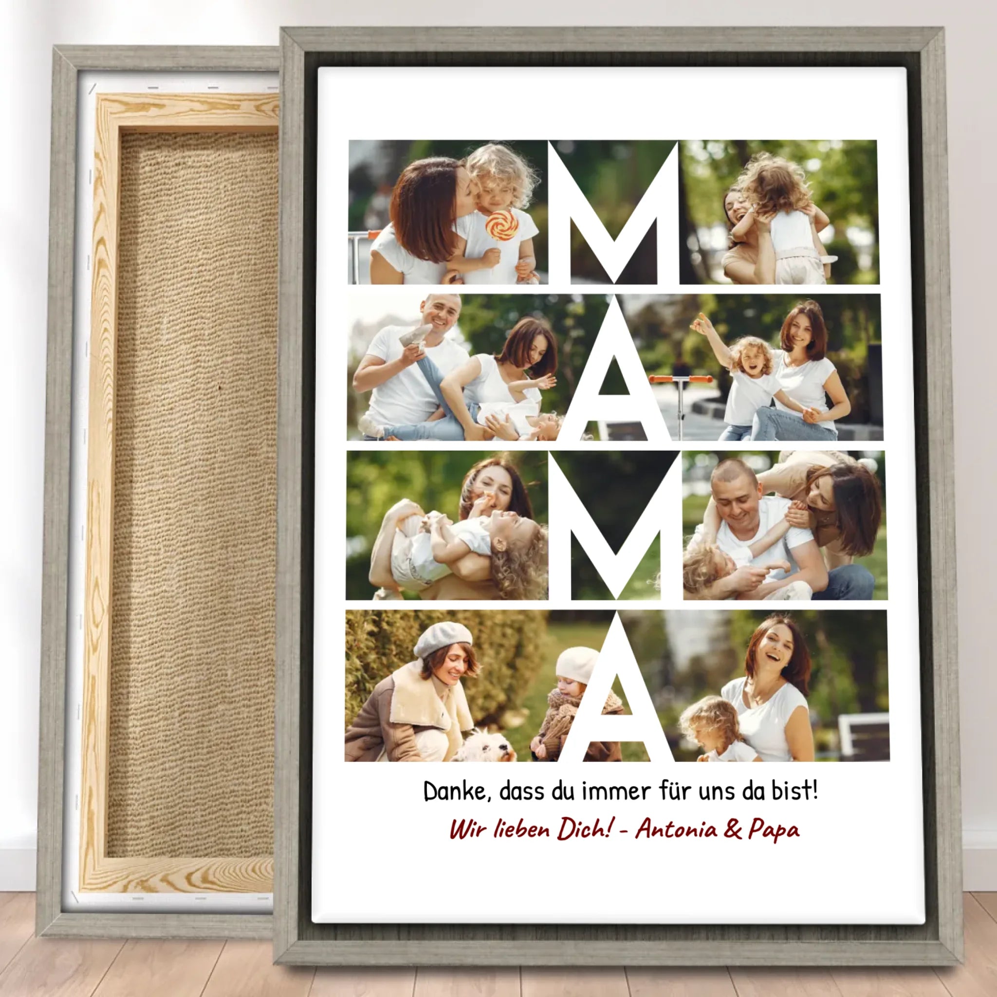 Personalisierte Leinwand - MAMA Schriftzug und Collage mit 8 Bildern