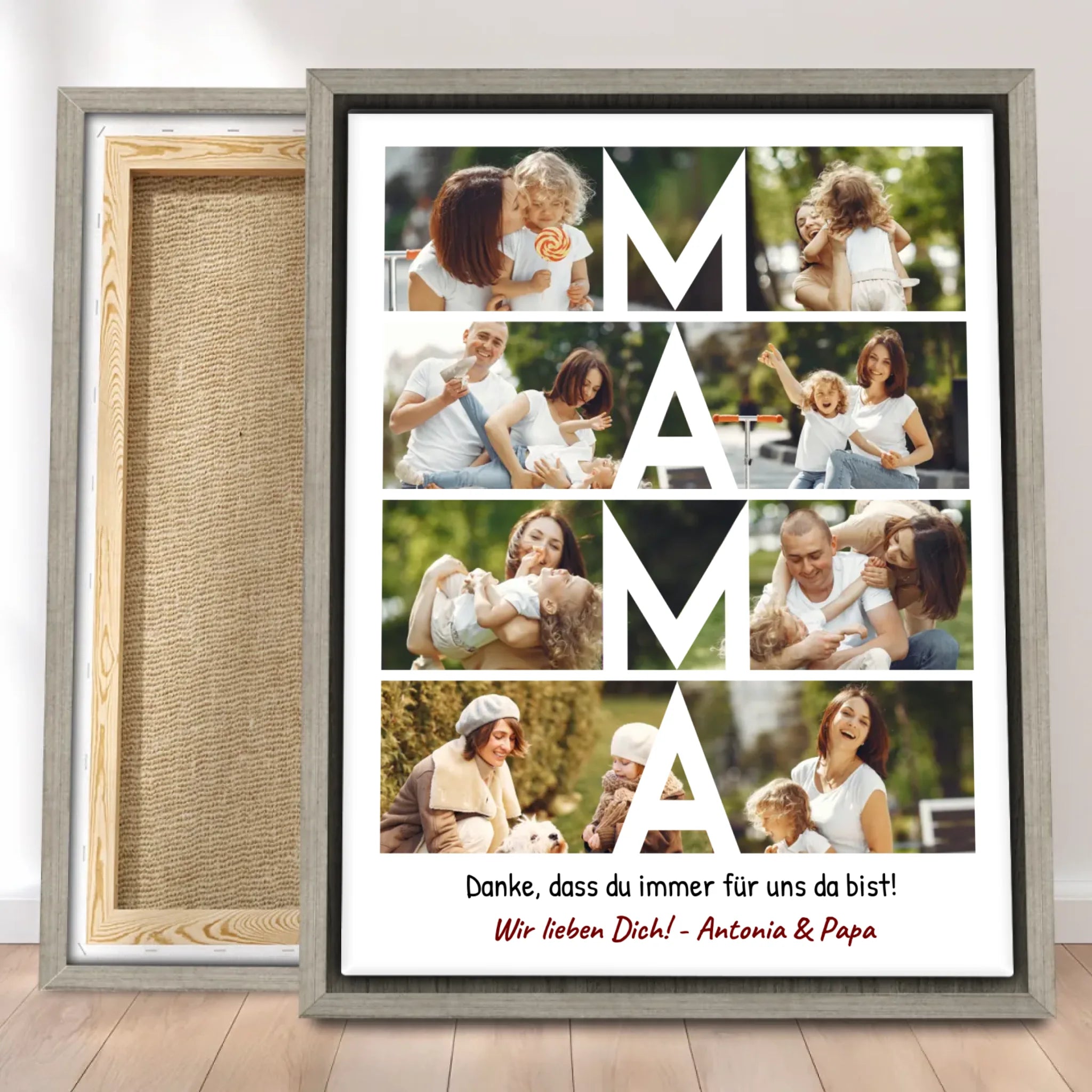 Personalisierte Leinwand - MAMA Schriftzug und Collage mit 8 Bildern