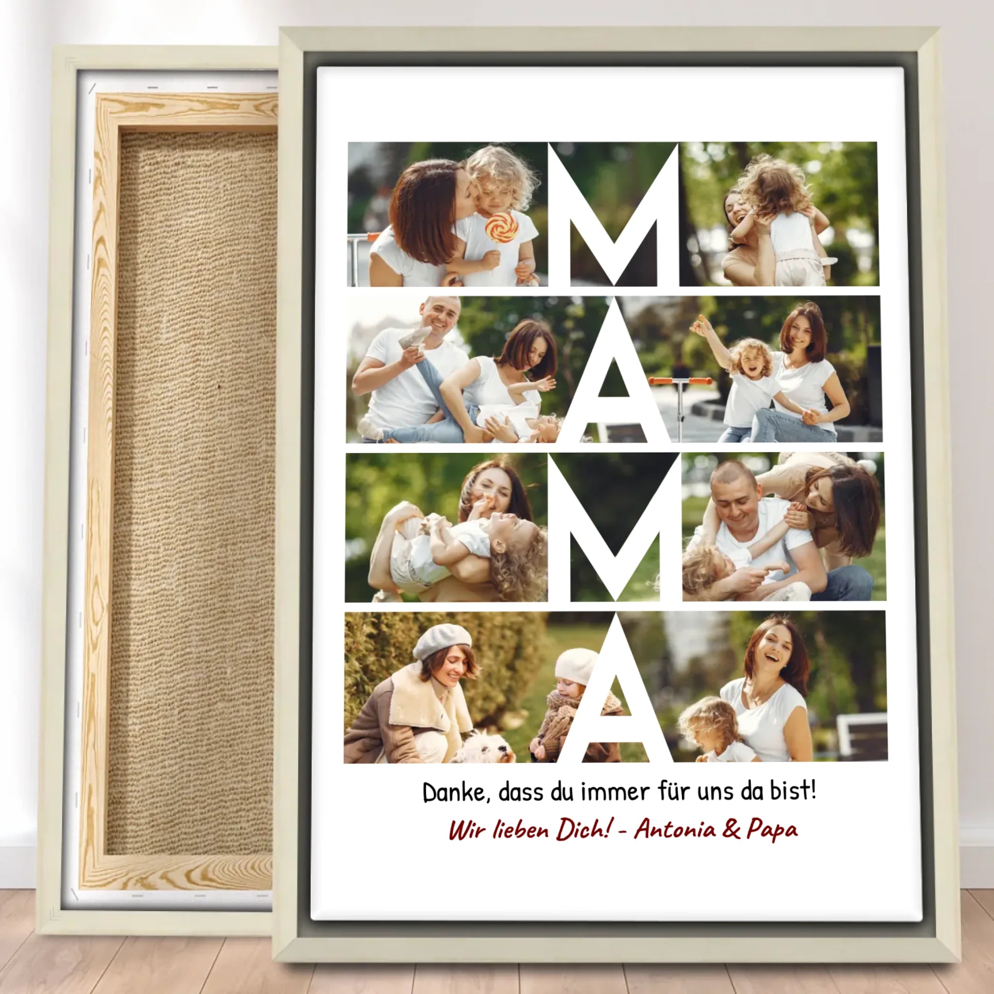 Personalisierte Leinwand - MAMA Schriftzug und Collage mit 8 Bildern