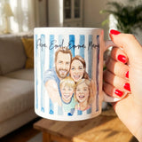 Personalisierte Tasse - Mit eigenem Familienbild im süßen Aquarell-Stil mit Namen