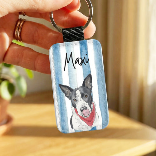 Personalisierter Schlüsselanhänger mit Hund im Aquarellstil - Schlüsselanhänger