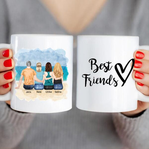 Personalisierte Tasse - Beste Freunde (3 Frauen + 1 Mann)